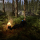 Kelvin relaxes by the fire.